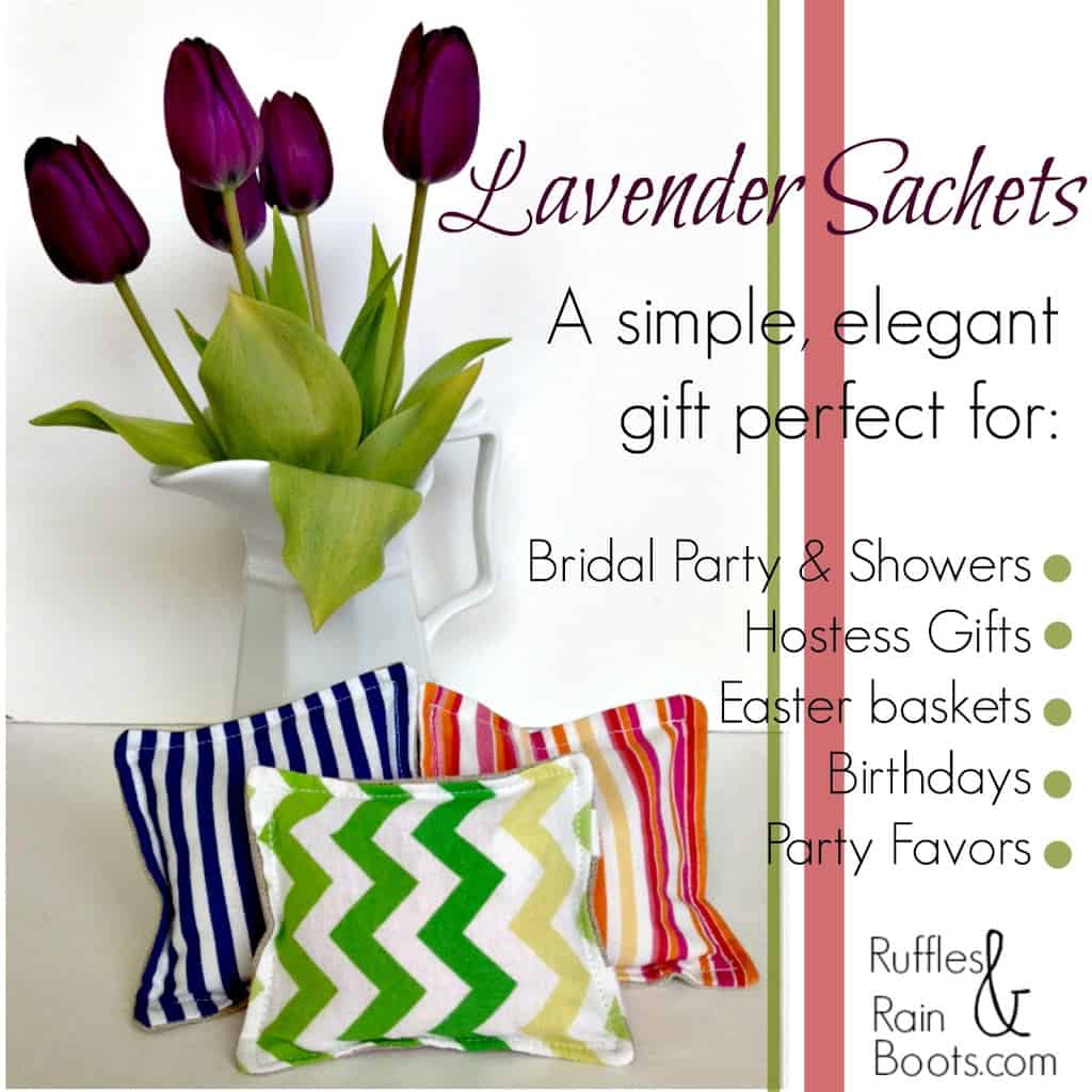 Ruffles & Rain Boots lavender sachet, elegant gift, hostess gift, Easter gift, birthday gift, party favor