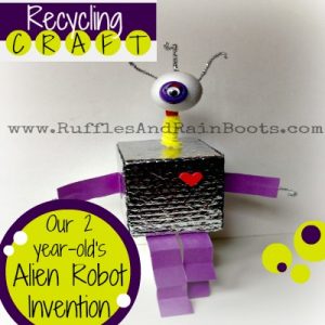 From Ruffles And Rain Boots: Earth Day Craft with recyclables and scraps