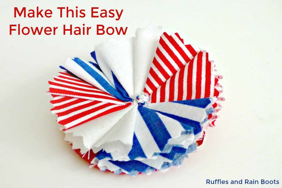 Independence Day Memorial Day 4th of July DIY Fabric Easy Flower Hair Bow