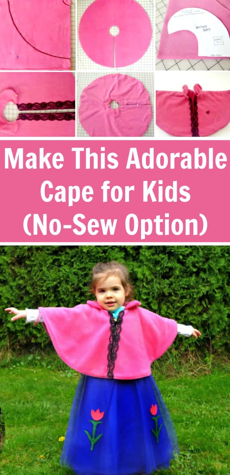 Make this super simple - and very adorable - cape for kids. There is a no-sew option and a beginner sewing tutorial (psst: it's so easy)! #rufflesandrainboots #dressup #costumes #sewingtutorial