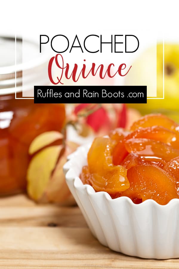 Make Fall's color changing fruit - this quince recipe is a perfect fall treat and is great served on so many dishes. #quince #howtomakequince #quincerecipes #fallfruit #fallrecipes #thanksgiving #fallbreakfast #quincefruit #rufflesandrainboots