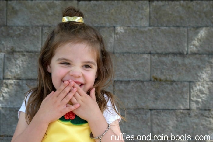 Make this Belle hairstyle to accompany the Princess Belle costume for Halloween!