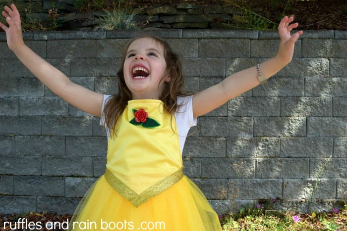 Make this DIY Princess Belle costume from Beauty and the Beast for about $20!