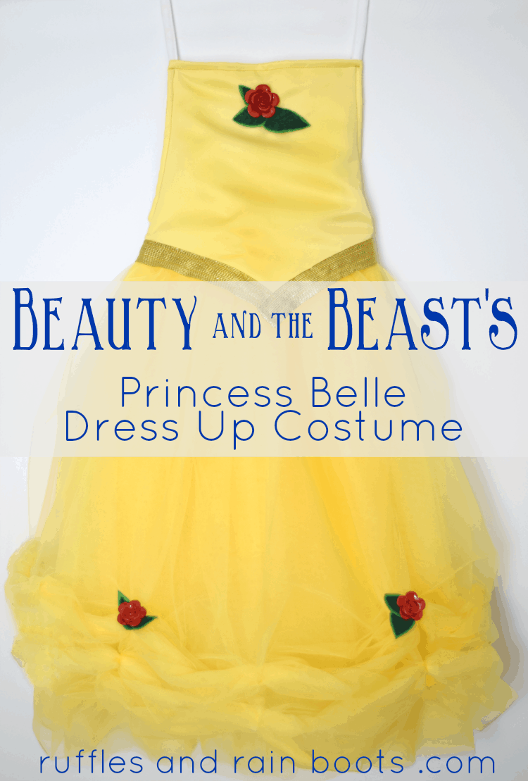 For about $20, you can make this Princess Belle dress up costume inspired by Disney's Beauty and the Beast. 