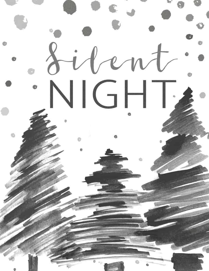 Free Silent Night Printable for Christmas and Holiday Season Decor