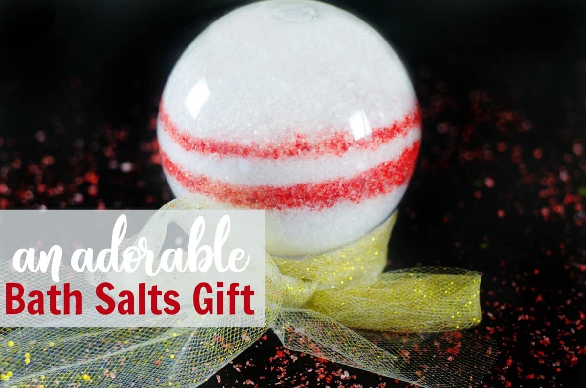 An adorable snow globe or ornament Christmas bath salts gift idea