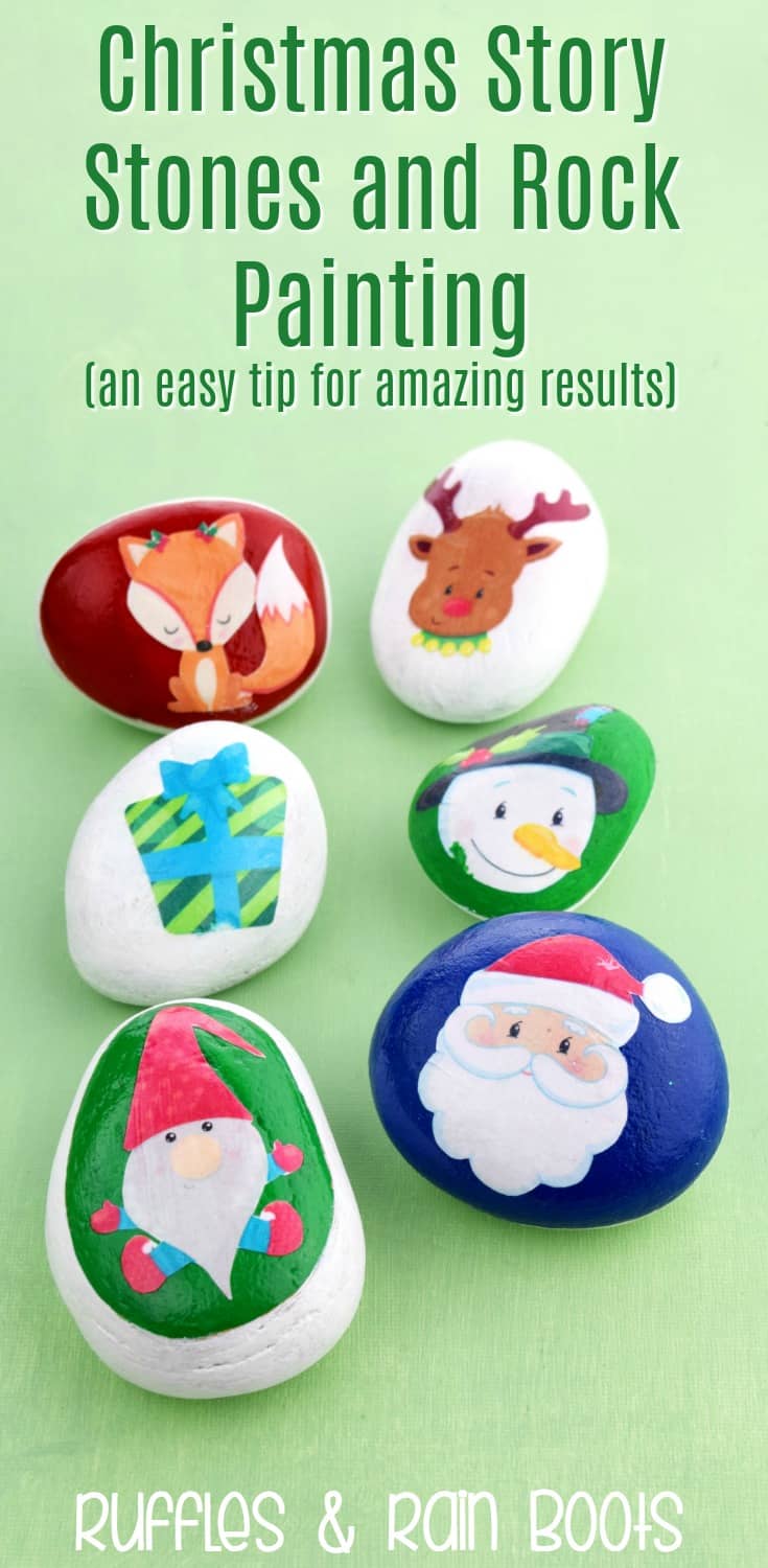 Easy Rock Painting Ideas with Christmas Story Stones and Clipart #rockpainting #christmas #storystones #holidaygifts