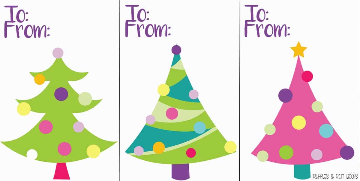 Merry and Bright Christmas tree gift tags printable