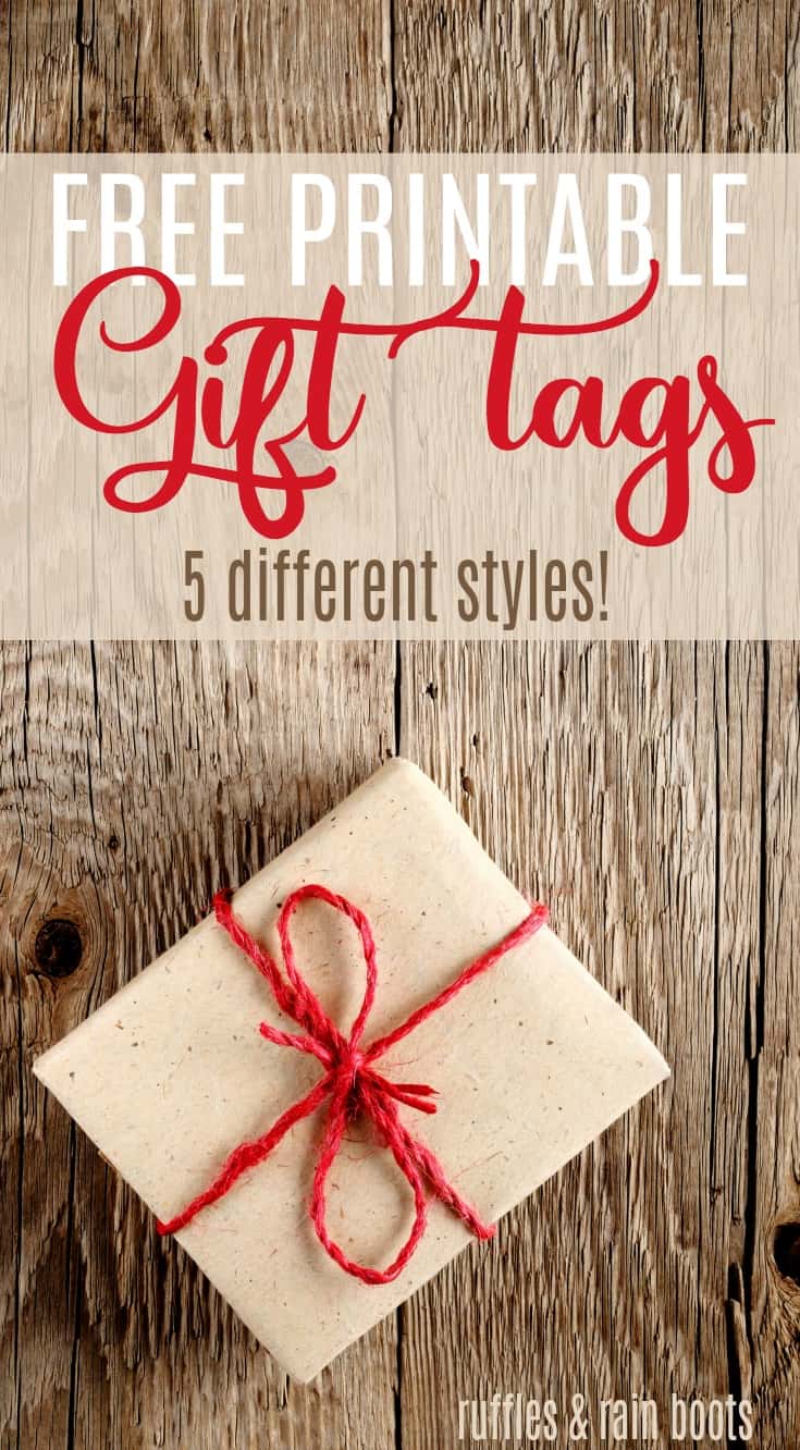 Get these free printable gift tags in 5 styles! #Christmas #holiday #handmadeholiday #Christmas2017 #printable #gifttag