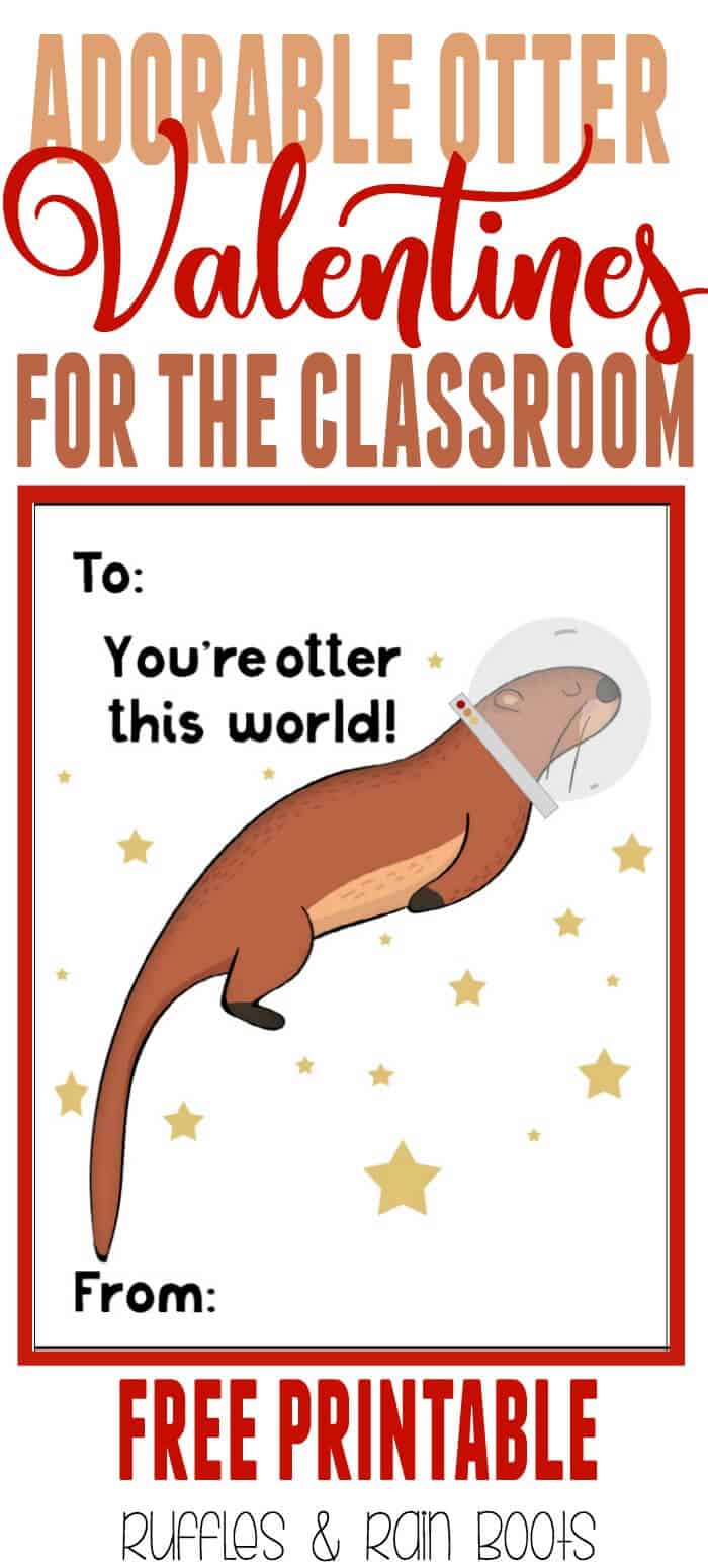 Get these punny and oh, so adorable FREE otter Valentine's Day cards for kids printable. #ValentinesDay #valentines #valentinesforkids