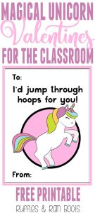 Free Unicorn Valentine's Day Cards Printable for Kids