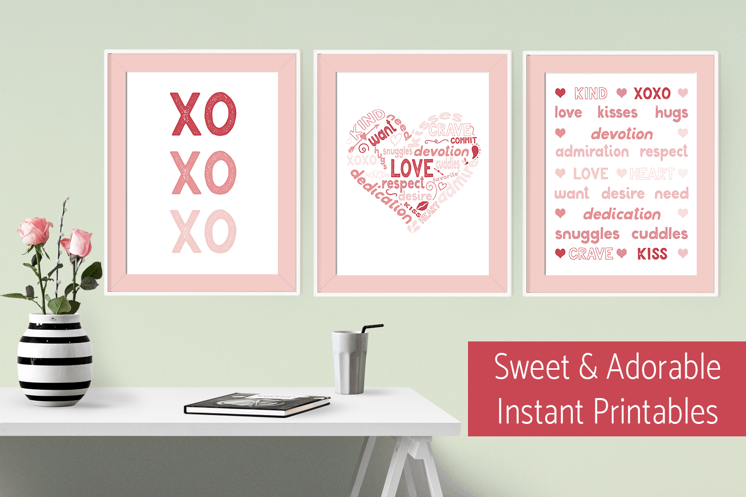 Sweet and Adorable Free Valentine's Day Printables for an instant decoration or card 