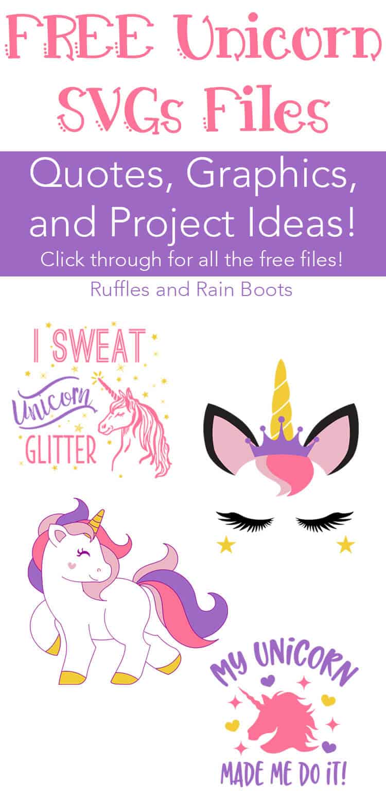 collection of hand colored unicorn SVG files for Cricut and Silhouette 