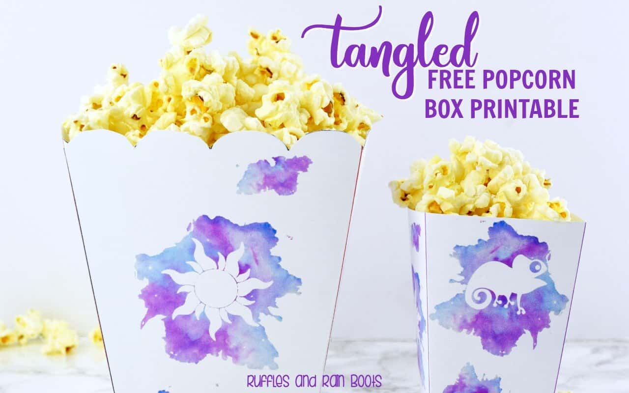 Free popcorn box printable Rapunzel Tangled movie night