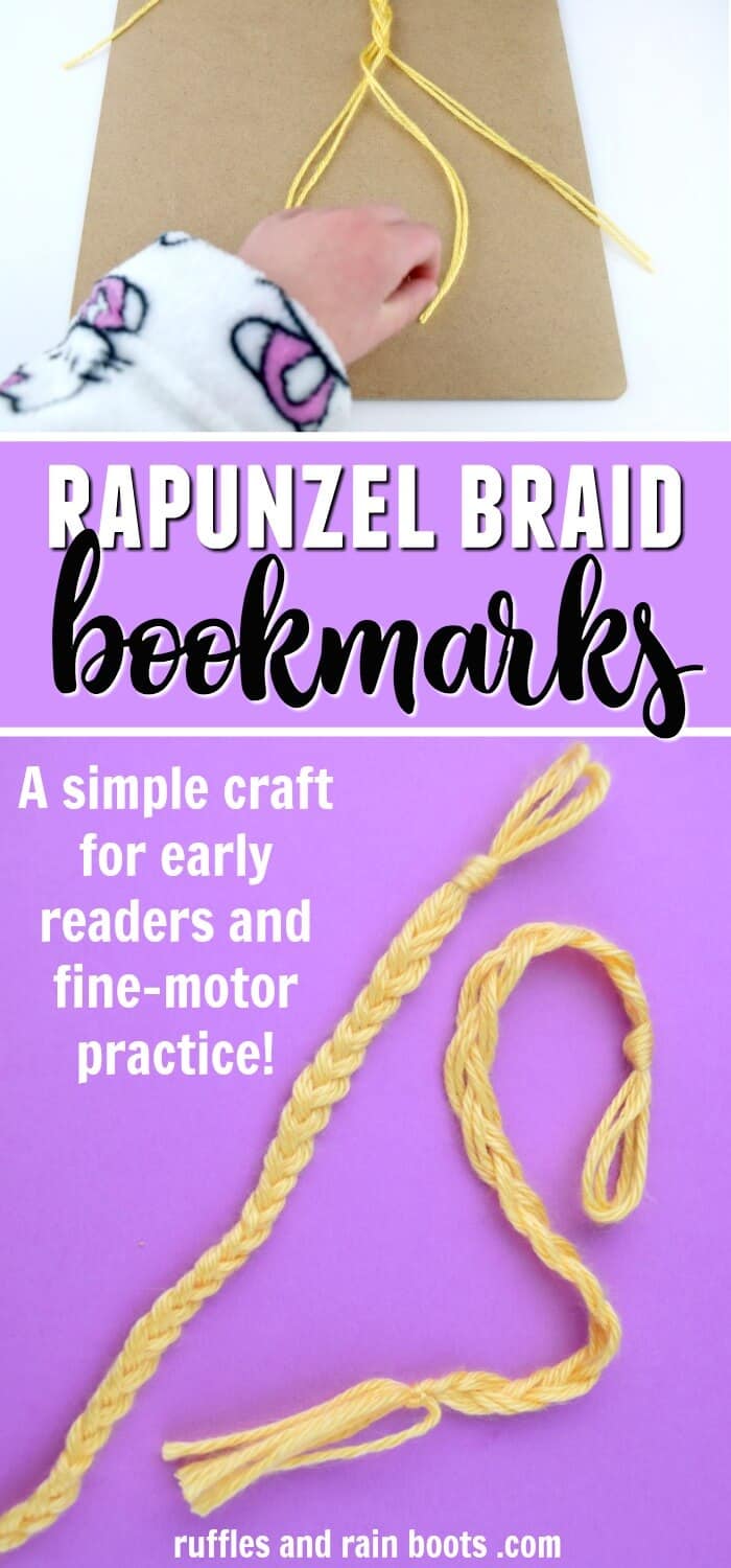 Make the Rapunzel braid bookmark for a fun Tangled movie craft. Early readers and those learning to braid will have fun with this easy craft. #rapunzel #tangled #braid