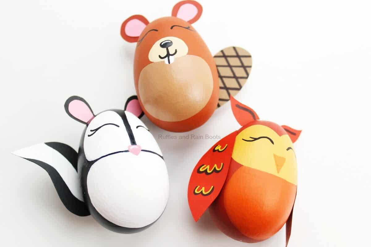 Easy Easter painting craft Woodland Animal Easter Eggs