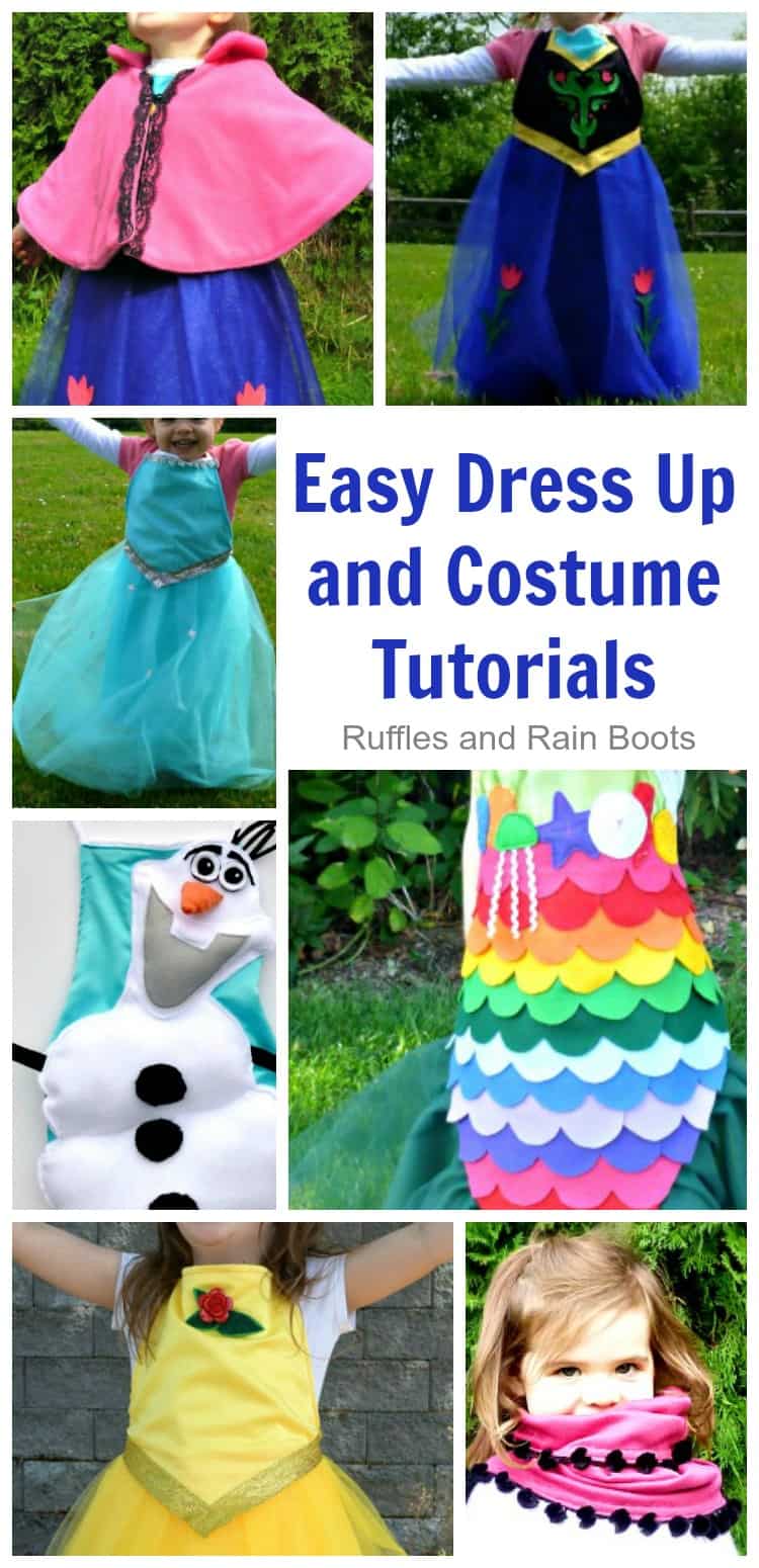 Look at all of these easy dress up and costume tutorials! There are even NO-SEW options - so excited. #dressup #costumes #rufflesandrainboots