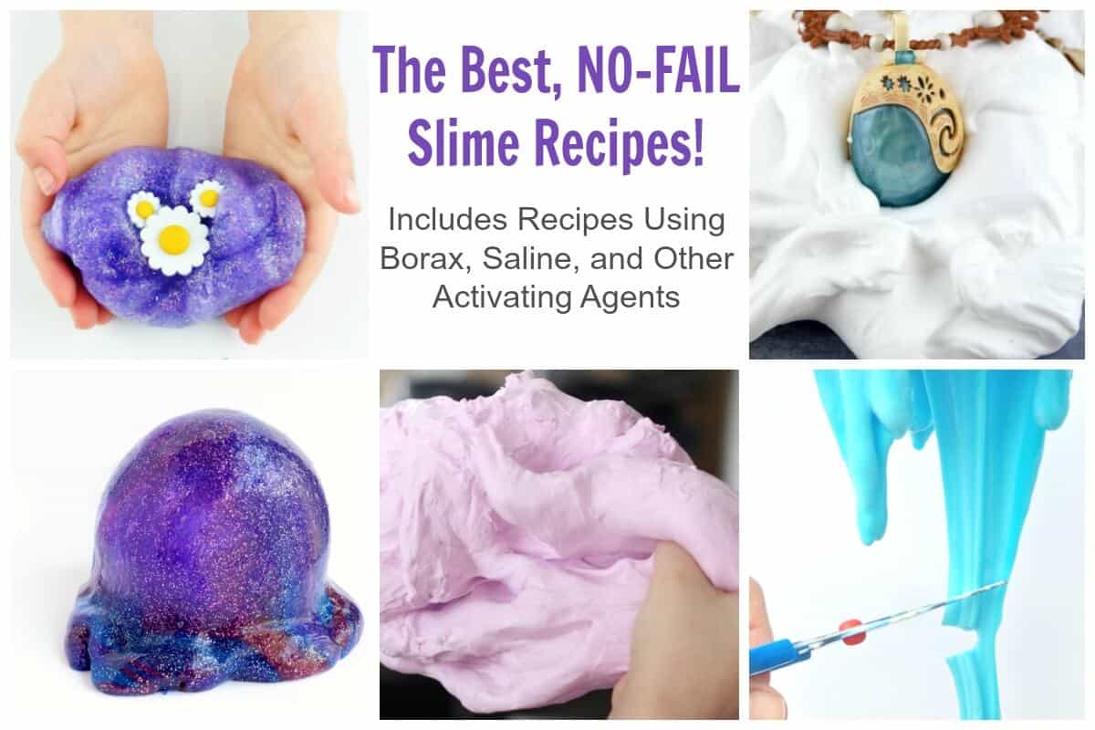 Make these no fail slime recipes using borax, liquid starch, or contact lens solution