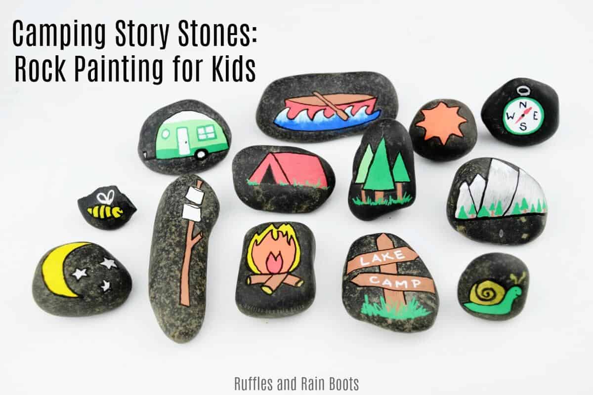 Camping story stones for campfire games and rainy camping days
