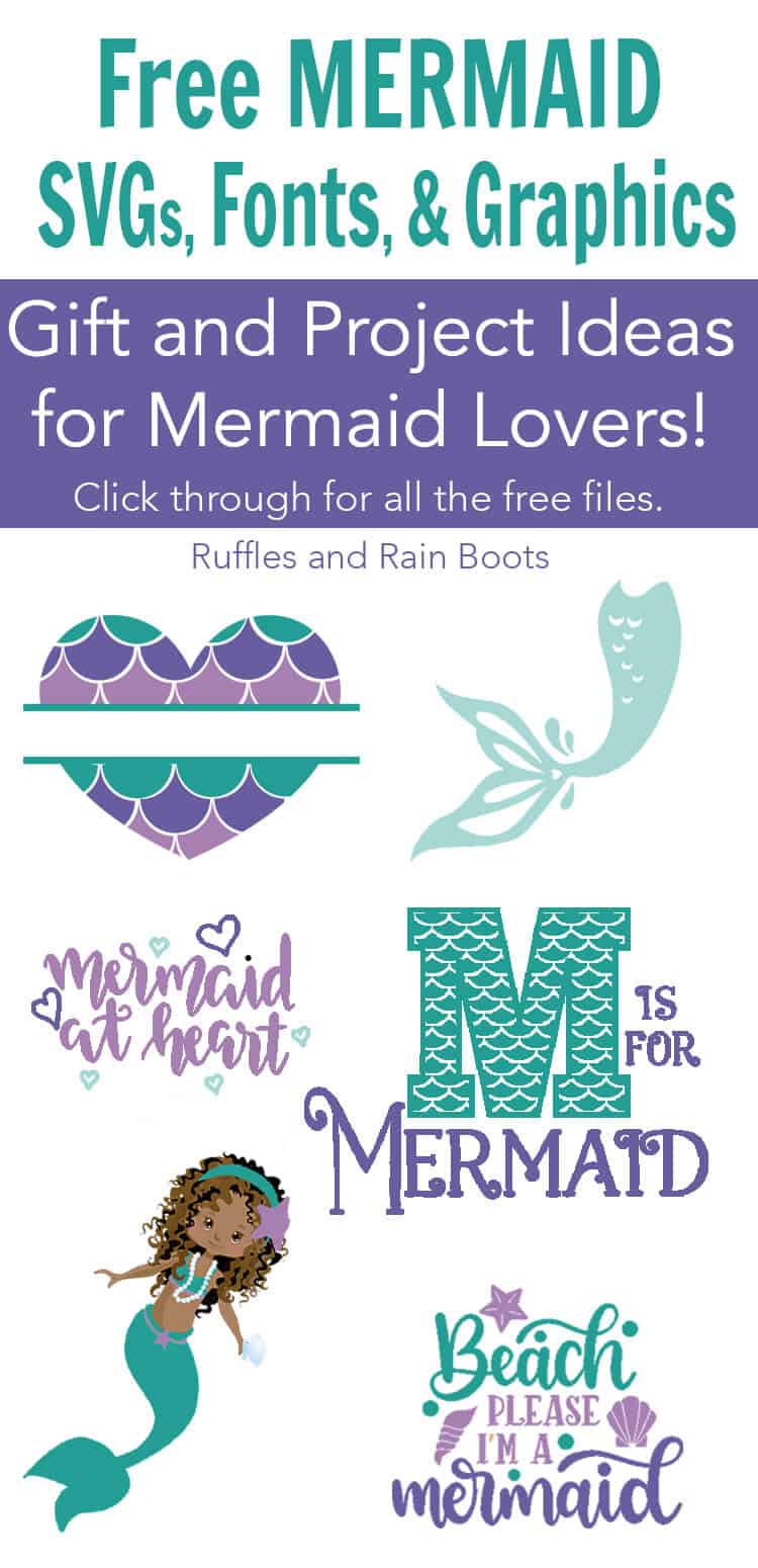 Free mermaid SVG files, graphics, and fonts for Cricut, Silhouette, digital crafts, cards, and more. #freeSVG #mermaid #mermaidlovers #mermaidcrafts #DIYmermaid #Cricut #Silhouette #rufflesandrainboots