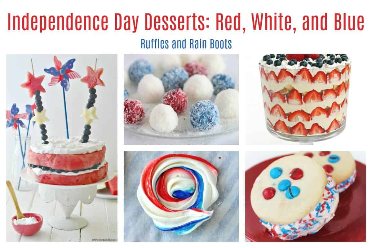 Independence Day food desserts treats cakes cupcakes bark candy meringue red white and blue
