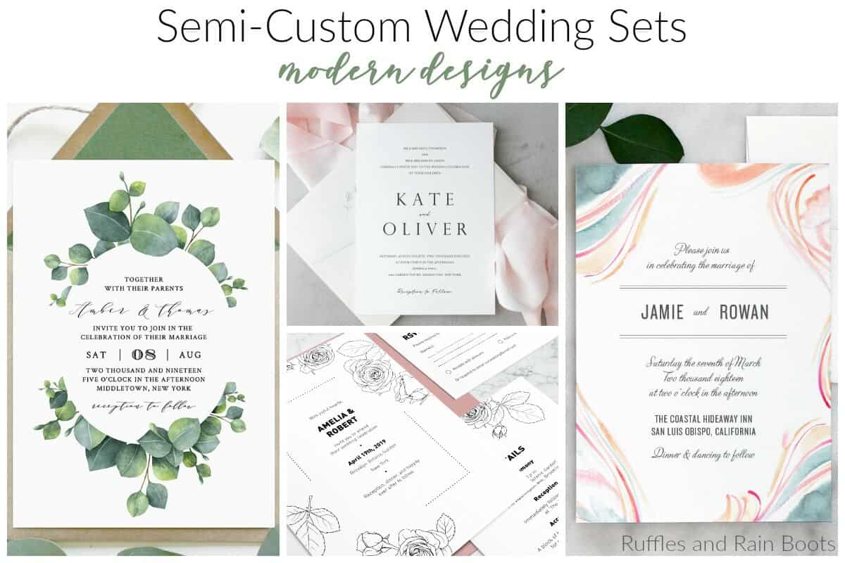 modern wedding geometry succulents simple watercolor eucalpytus