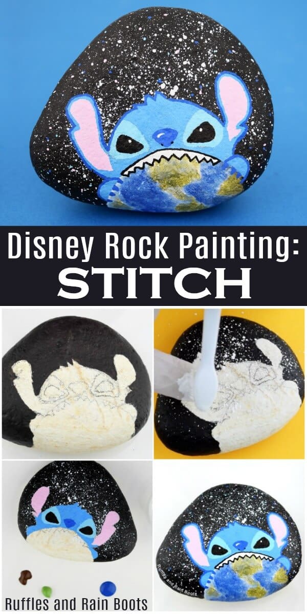 Disney Rock Painting Ideas Stitch from Lilo and Stitch Movie