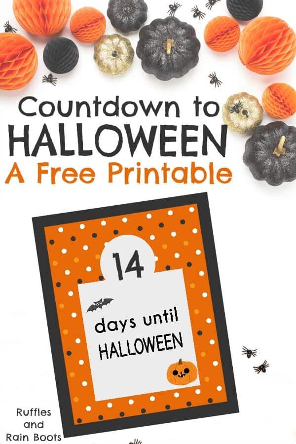 This Halloween Countdown printable set is fun for all ages. One set is a ghost and the other a bat and pumpkin. #halloween #halloweencountdown #halloweenprintable #halloweenforkids #printable #rufflesandrainboots
