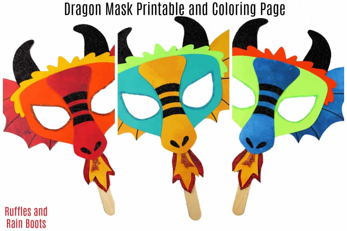 Dragon Paper Mask Printable Fairytale Animal Coloring Craft