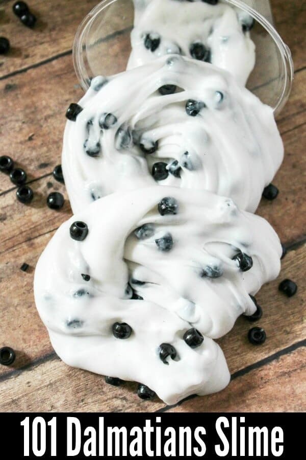 Easy and safe slime recipes for kids who love Disney's 101 Dalmatians! #slime #101dalmatians #disneycraftsforkids #rufflesandrainboots