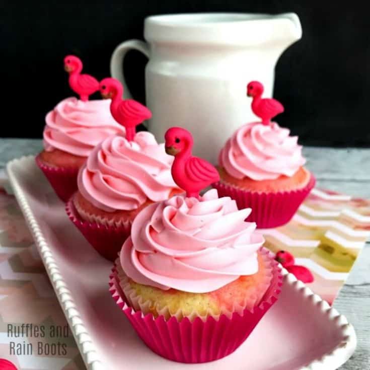 Homemade Flamingo Cupcakes with Swirl Batter