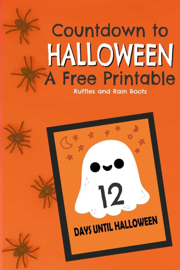 This Halloween Countdown printable set is fun for all ages. One set is a ghost and the other a bat and pumpkin. #halloween #halloweencountdown #halloweenprintable #halloweenforkids #printable #rufflesandrainboots