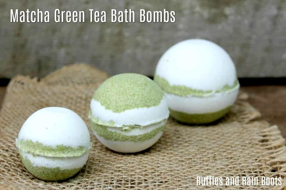 Green tea bath bombs made with matcha powder