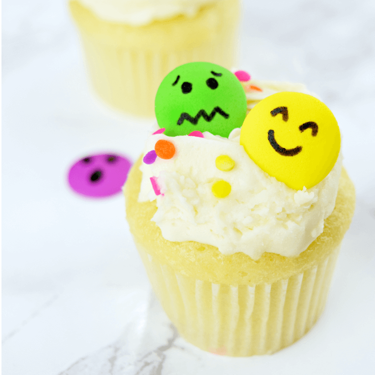 close up of easy Inside Out Cupcakes for kids