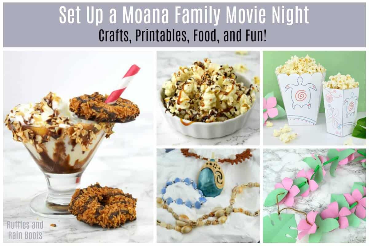 Moana Family Movie Night Free Printable Popcorn Recipe Moana Milkshake