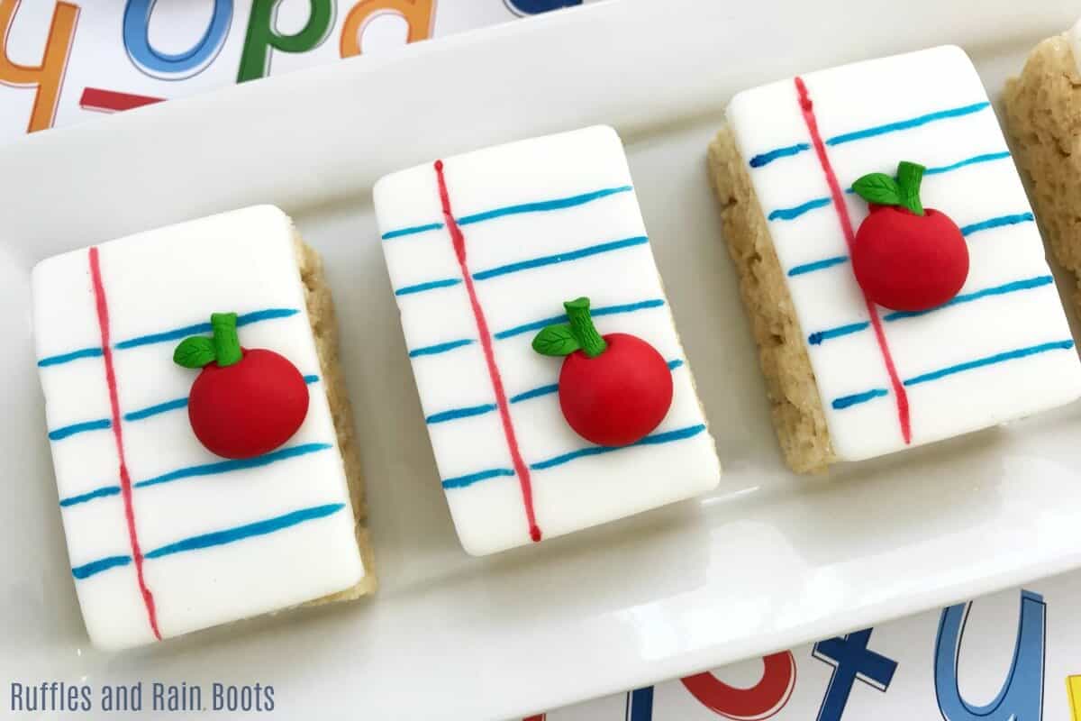 Notebook paper Rice Krispies Treats for Back to School