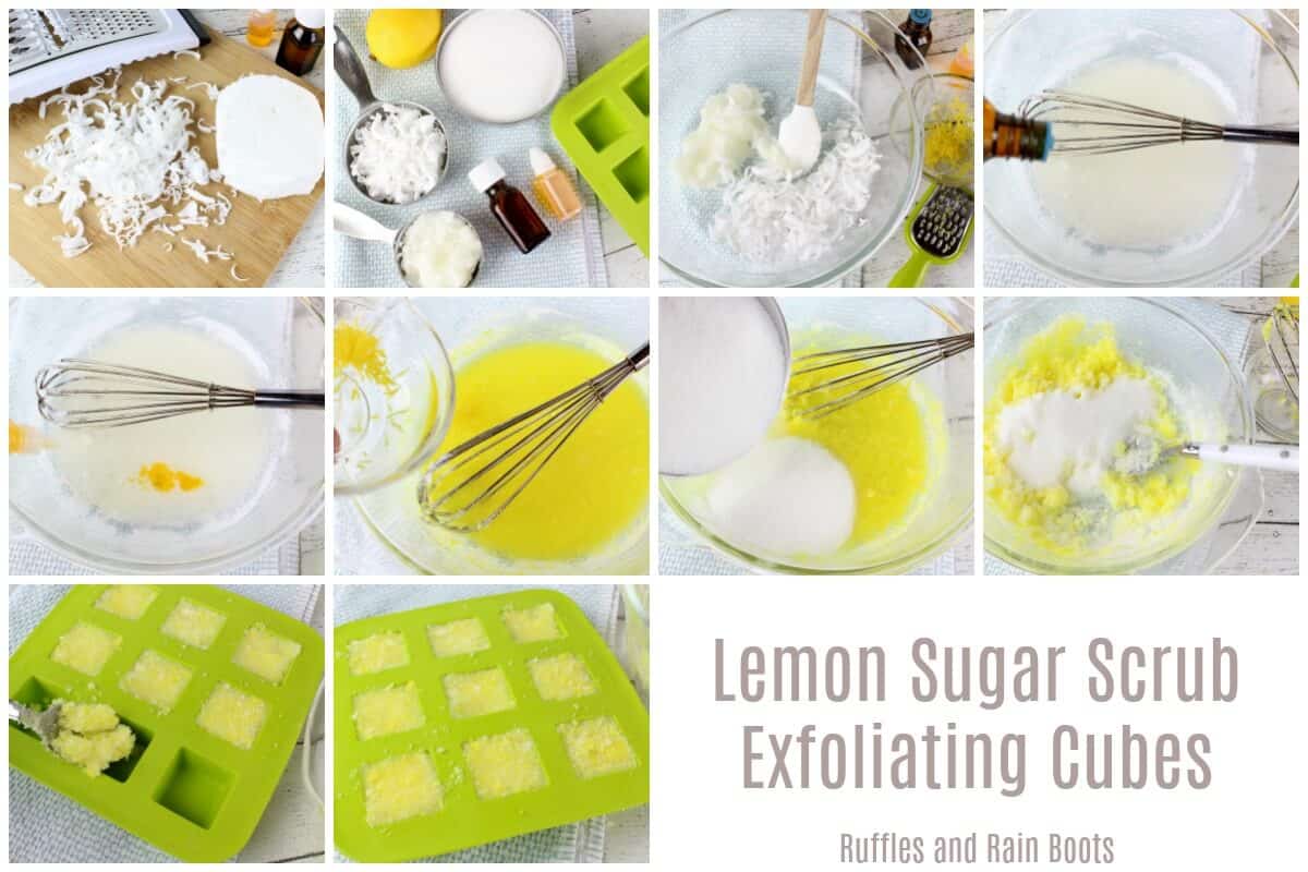 step by step tutorial to make sugar scrub in cube form for ease of use and gifts 