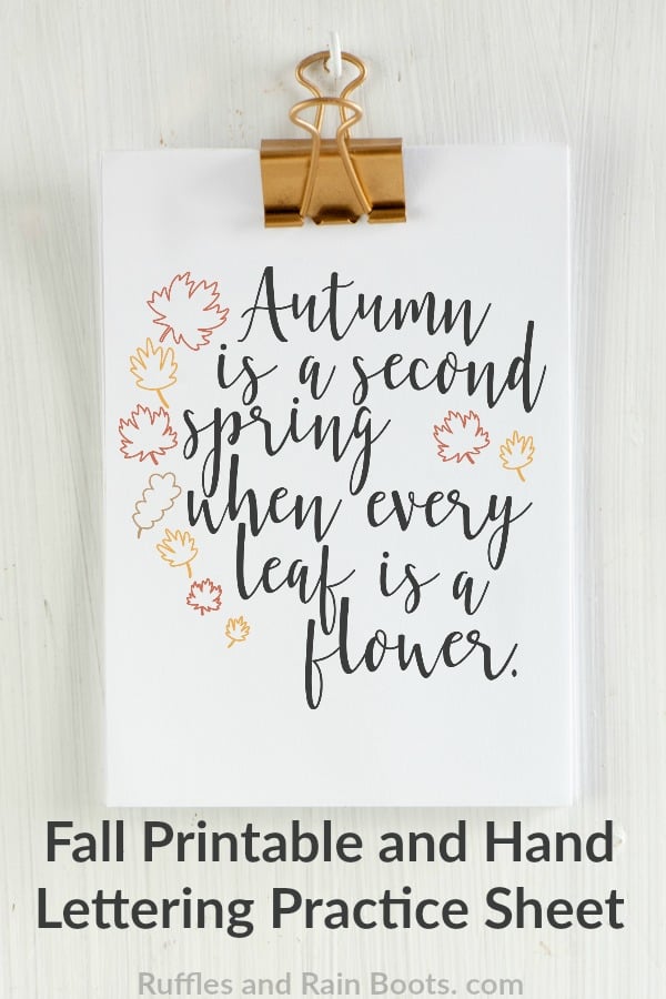 Fall Hand Lettering practice sheet and Fall Printable