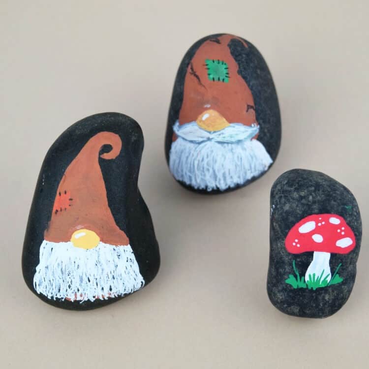 Fall Gnome Rock Painting Idea