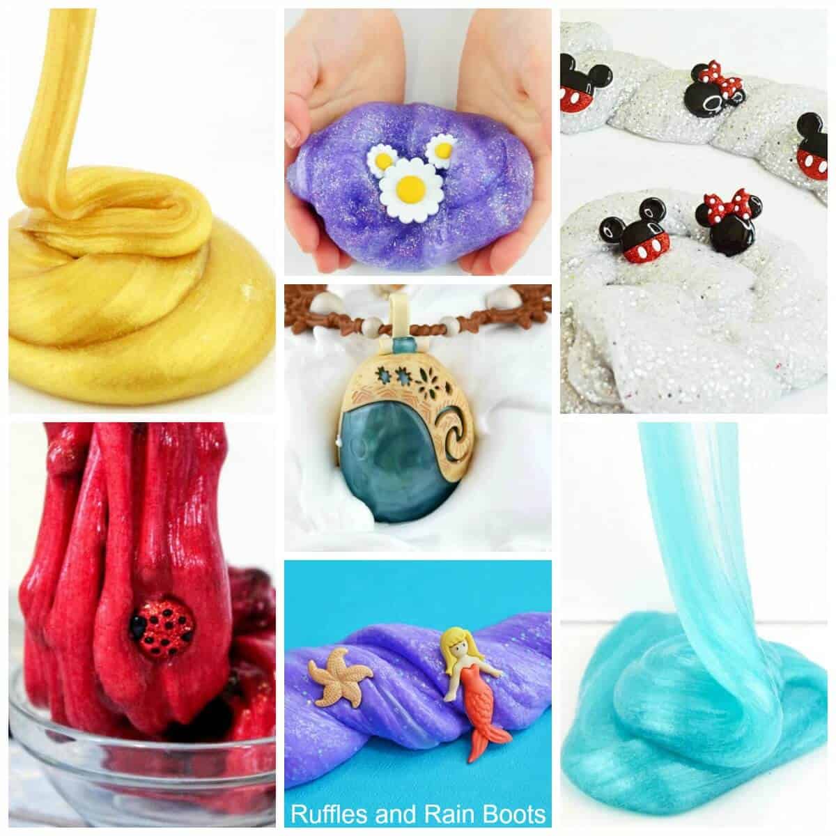 Amazing slime recipes to entertain with glitter slime, butter slime, fluffy slime, borax-free slime and so much more. Ideas for young kids and older ones (even adults)! #slime #slimerecipes #diyslime #glitterslime #butterslime #clayslime #howtomakeslime #howtocolorslime #easyslime #easyslimerecipes #boraxfreeslime #contactsolutionslime #rufflesandrainboots