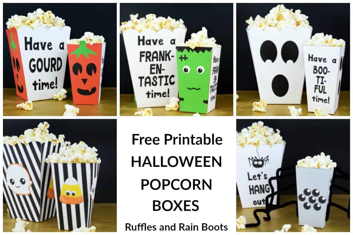 Free printable Halloween popcorn box for Halloween movie night
