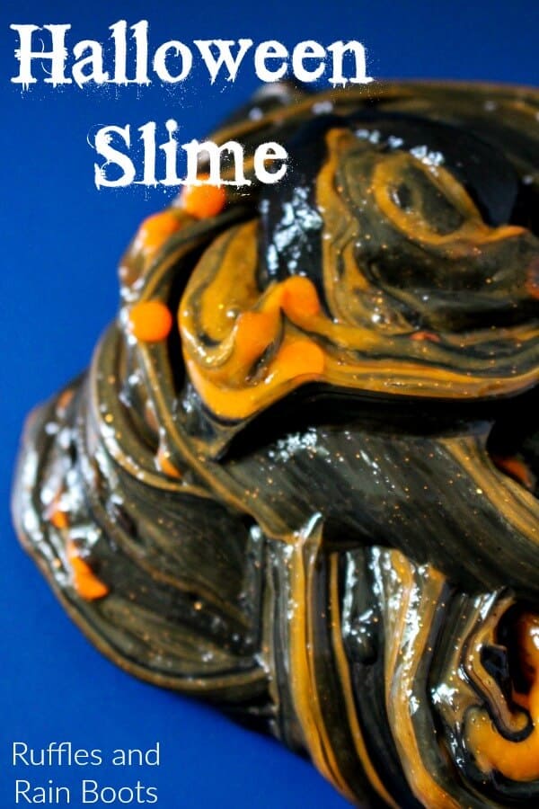 Make this two-color Halloween slime for a bit of fun and learning.