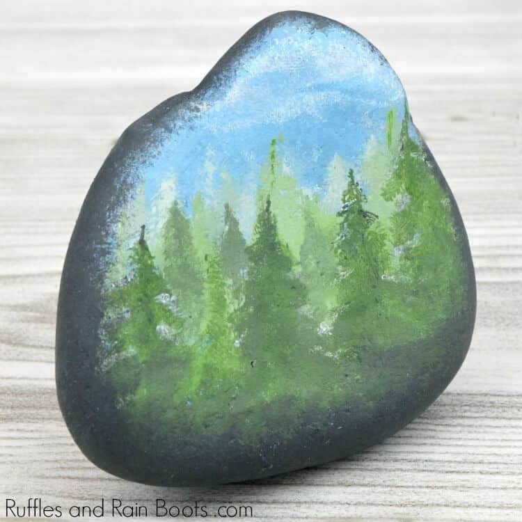 Fall Forest Rock Painting Idea