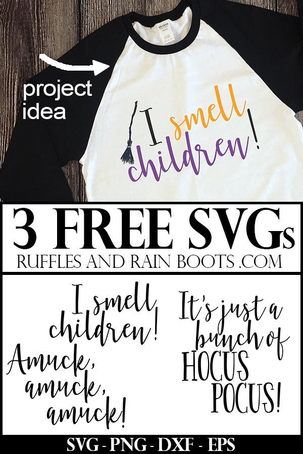 3 free SVGs for Hocus Pocus with t-shirt project idea