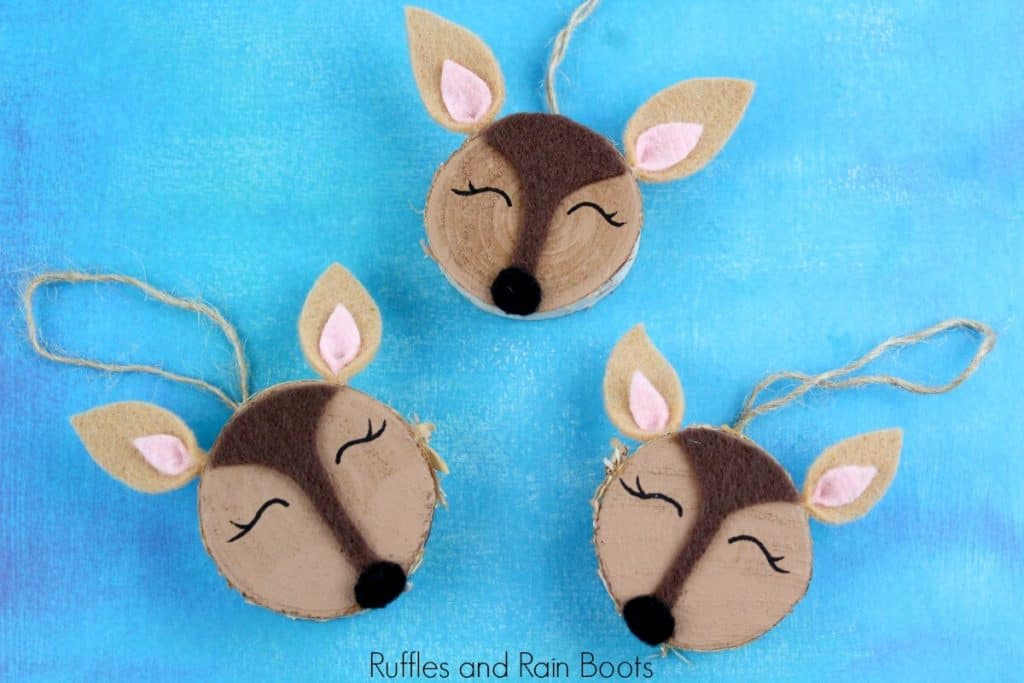 Adorable Woodland Deer Ornament Wood Slice Craft
