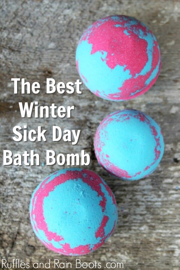 decongestant bath bomb recipe with text which reads the Best Winter Sick Day Bath Bomb