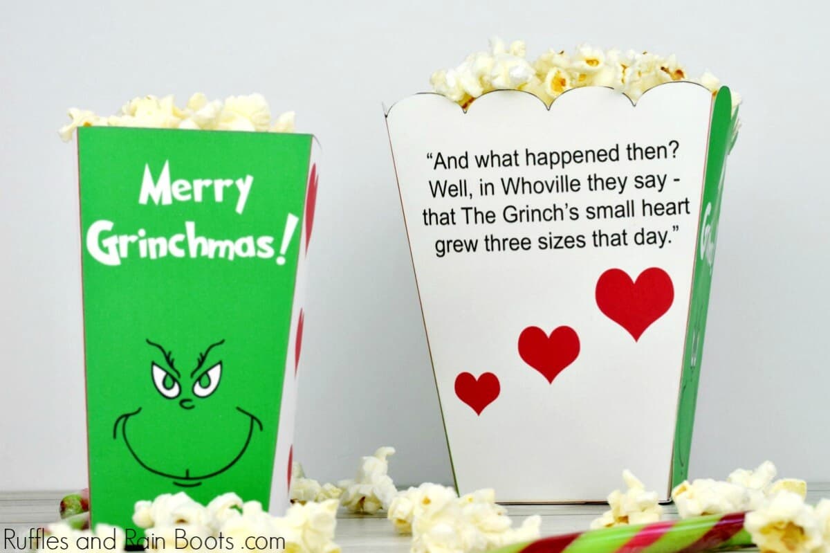 The Grinch Popcorn Box Printables for Family Movie Night