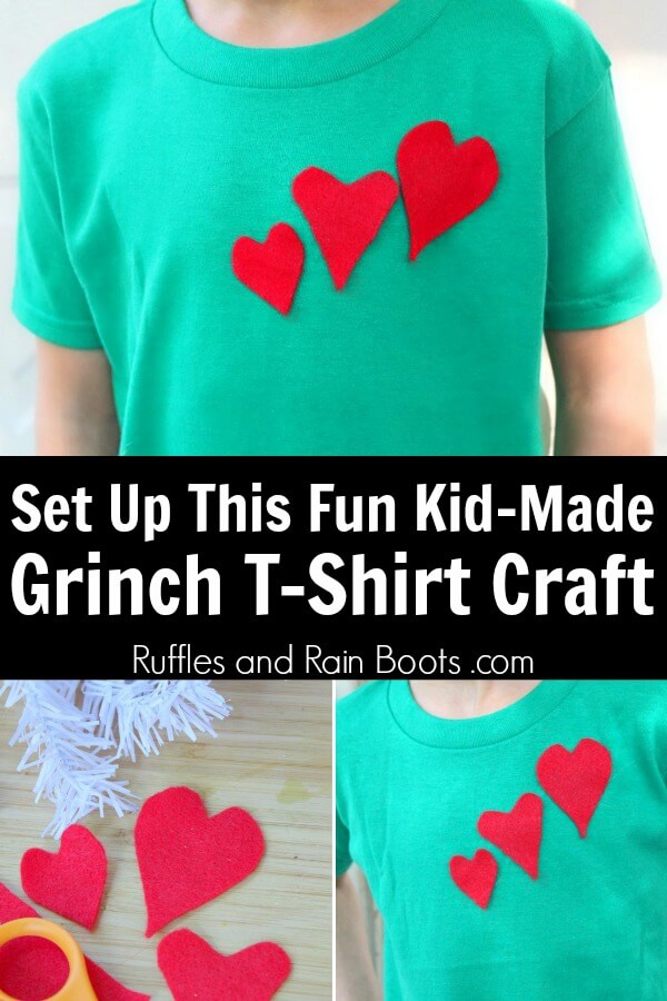 Grinch Craft for Kids - Make a Grinch Heart T Shirt with kids