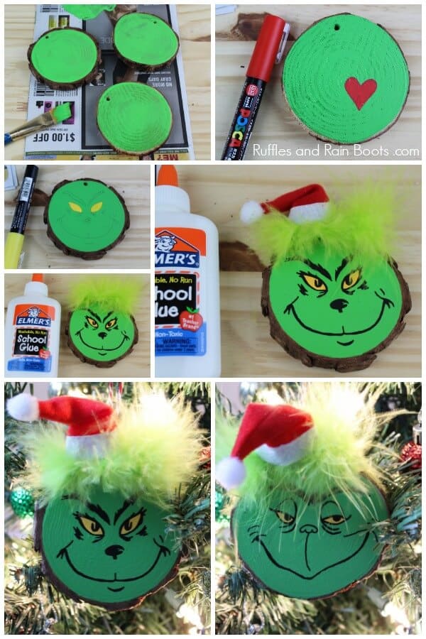 Photo collage of Grinch craft tutorial