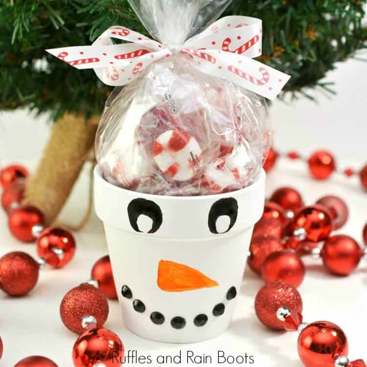 Snowman Painted Clay Pot Treat Gift